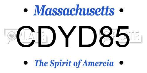 CDYD85 Massachusetts License Plate
