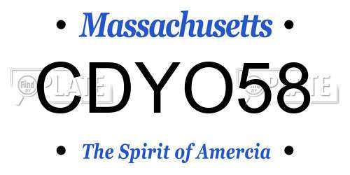 CDYO58 Massachusetts License Plate
