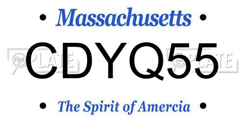 CDYQ55 Massachusetts License Plate