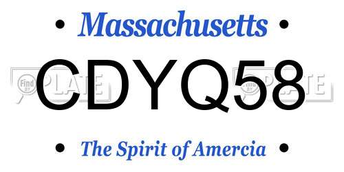 CDYQ58 Massachusetts License Plate