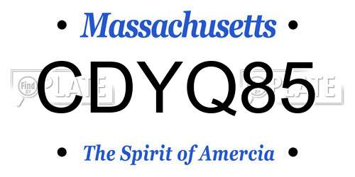 CDYQ85 Massachusetts License Plate