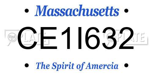 CE1I632 Massachusetts License Plate