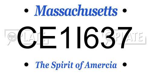 CE1I637 Massachusetts License Plate