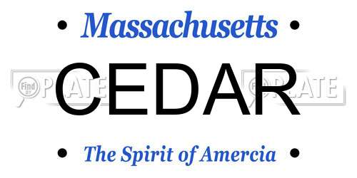 CEDAR Massachusetts License Plate