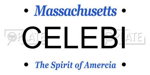 CELEBI Massachusetts License Plate