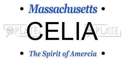 CELIA Massachusetts License Plate