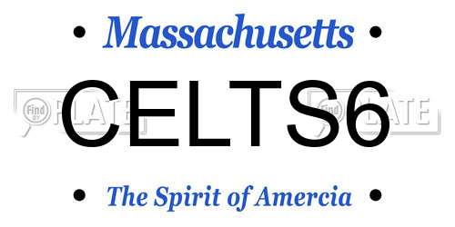CELTS6 Massachusetts License Plate