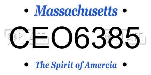 CEO6385 Massachusetts License Plate