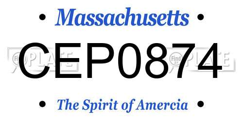 CEP0874 Massachusetts License Plate