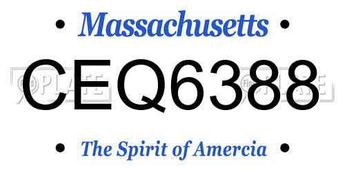CEQ6388 Massachusetts License Plate