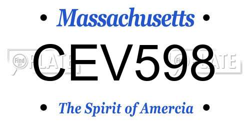 CEV598 Massachusetts License Plate