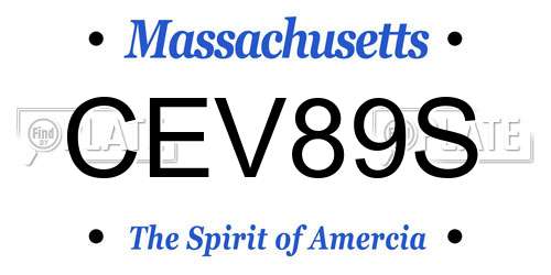 CEV89S Massachusetts License Plate