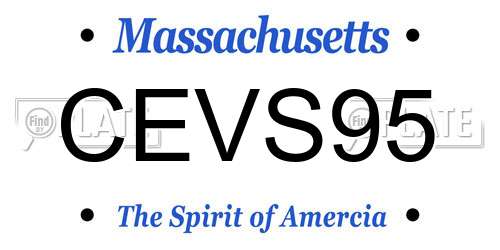 CEVS95 Massachusetts License Plate