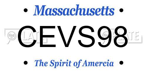 CEVS98 Massachusetts License Plate