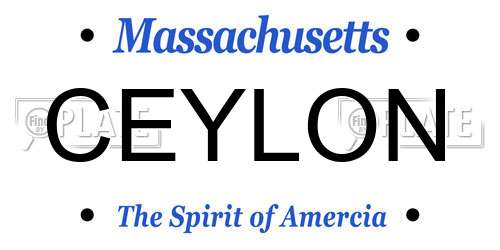 CEYLON Massachusetts License Plate