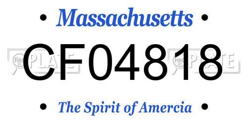 CF04818 Massachusetts License Plate