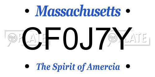 CF0J7Y Massachusetts License Plate
