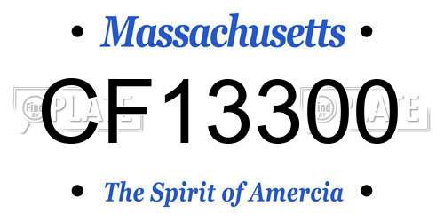 CF13300 Massachusetts License Plate