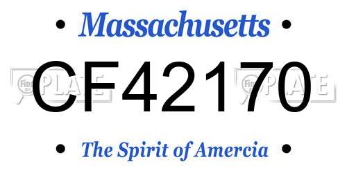 CF42170 Massachusetts License Plate