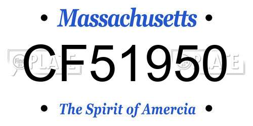 CF51950 Massachusetts License Plate