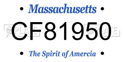 CF81950 Massachusetts License Plate