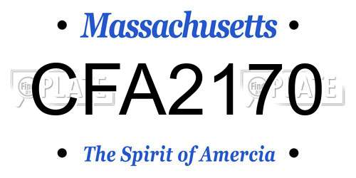 CFA2170 Massachusetts License Plate