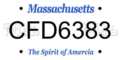 CFD6383 Massachusetts License Plate
