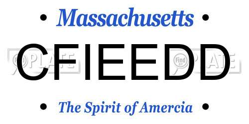 CFIEEDD Massachusetts License Plate