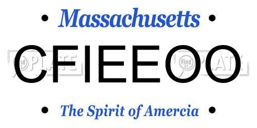 CFIEEOO Massachusetts License Plate