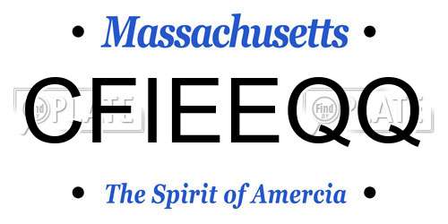 CFIEEQQ Massachusetts License Plate
