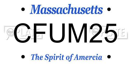 CFUM25 Massachusetts License Plate