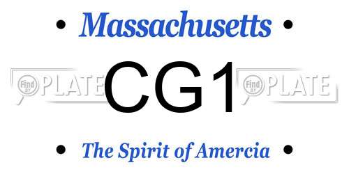 CG1 Massachusetts License Plate