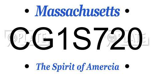 CG1S720 Massachusetts License Plate