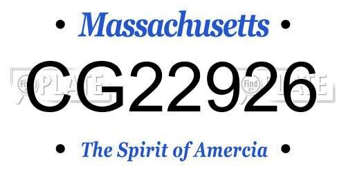 CG22926 Massachusetts License Plate
