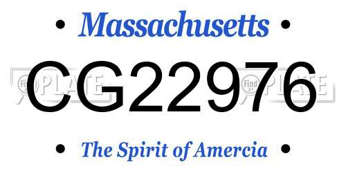 CG22976 Massachusetts License Plate