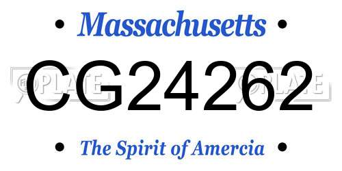 CG24262 Massachusetts License Plate