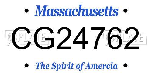 CG24762 Massachusetts License Plate