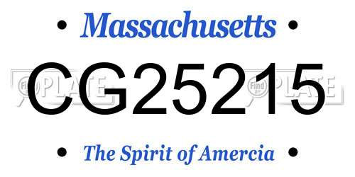 CG25215 Massachusetts License Plate