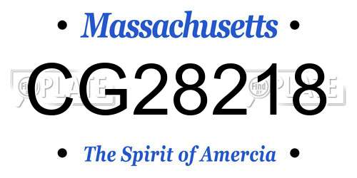 CG28218 Massachusetts License Plate