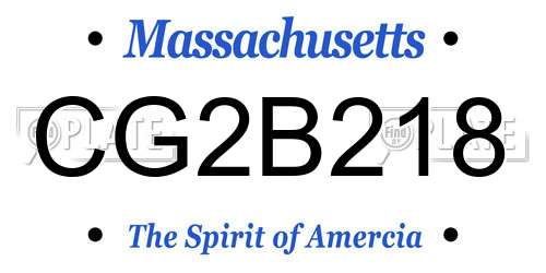 CG2B218 Massachusetts License Plate