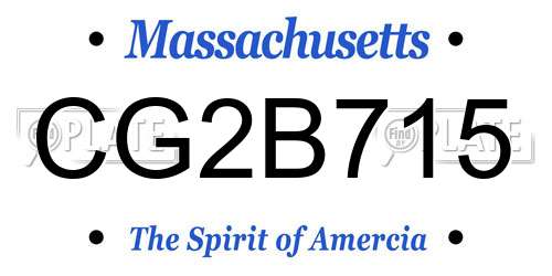 CG2B715 Massachusetts License Plate