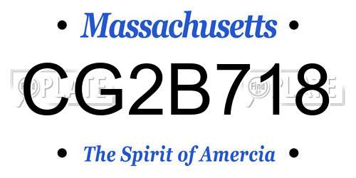 CG2B718 Massachusetts License Plate