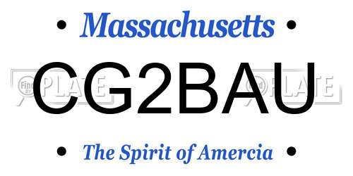 CG2BAU Massachusetts License Plate