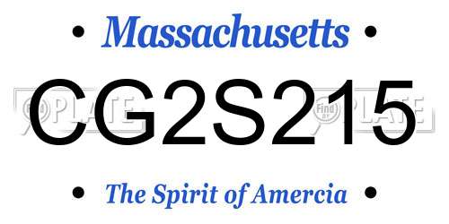 CG2S215 Massachusetts License Plate