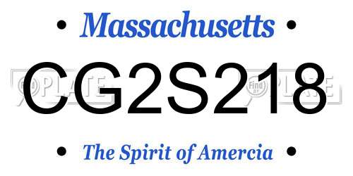 CG2S218 Massachusetts License Plate