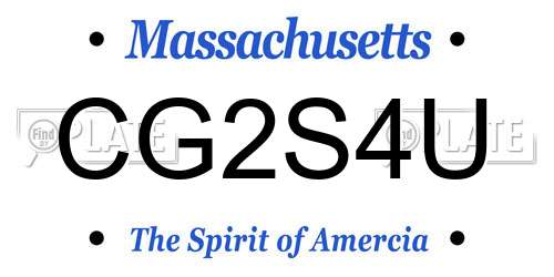 CG2S4U Massachusetts License Plate