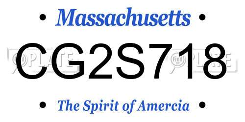 CG2S718 Massachusetts License Plate