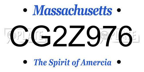 CG2Z976 Massachusetts License Plate