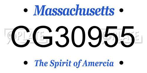 CG30955 Massachusetts License Plate