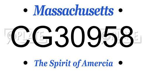 CG30958 Massachusetts License Plate